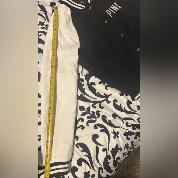 PINK Victoria's Secret Varsity Jacket Black and White- size m/l - Picture 9 of 13